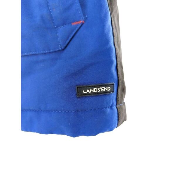 Lands’ End Boy Cobalt Blue Hooded Long Sleeve Parka Coat Size Medium - Picture 4 of 8